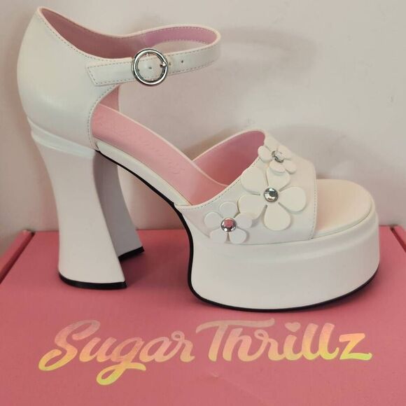 Dolls Kill - Sugar Thrillz Power Play Peep Toe Heels - Women's Size 9 Pistol 2 - Picture 1 of 9